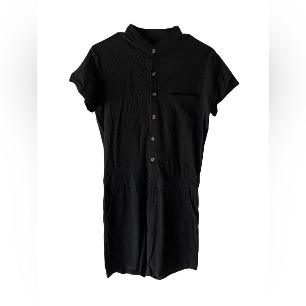 Gemijack Unisex Romper Short Sleeve One Piece Slim Fit Jumpsuit